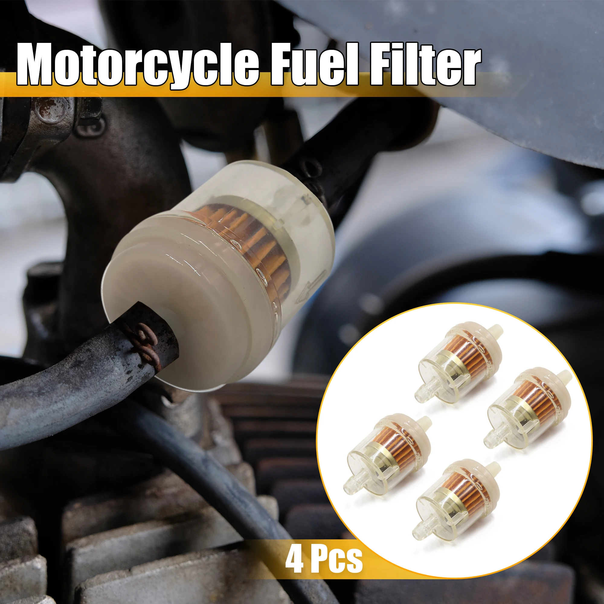 

Motoforti Magnetic Motorcycle Gasoline Gas Oil Fuel Filter for 7mm Dia Hose Replacement Gold Tone Clear Plastic