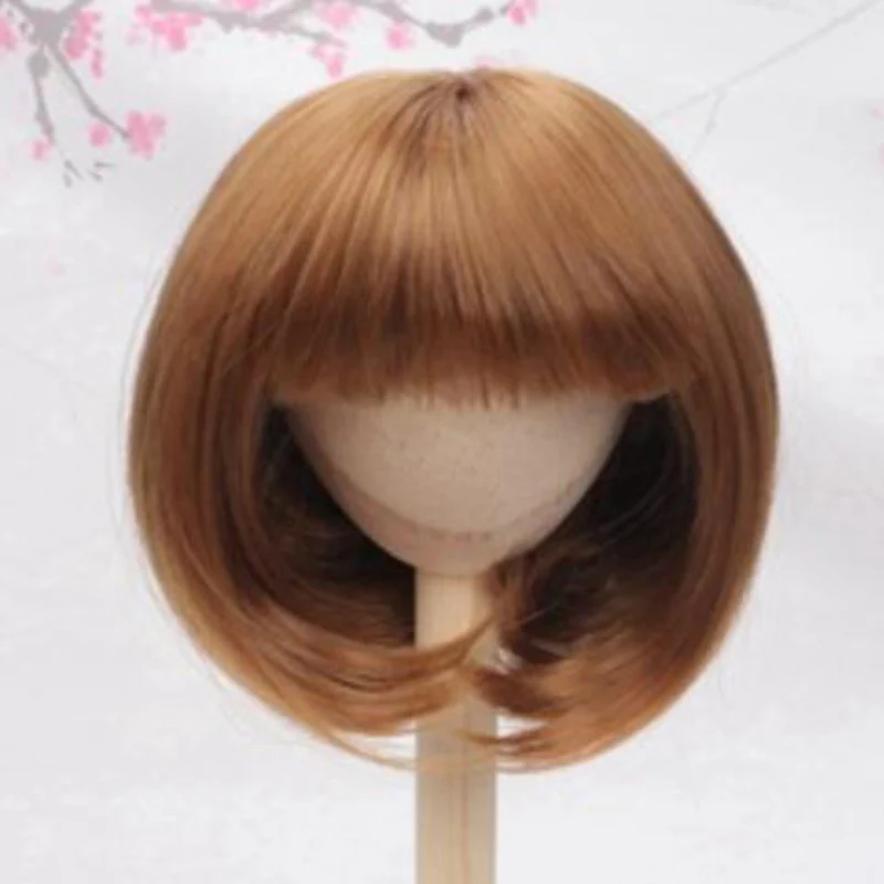 Pink Bobo Short Hair 60cm Doll Accessories 1/3 1/4 Bjd Doll Wig with Bangs Wig Dress Up Toys for Girls