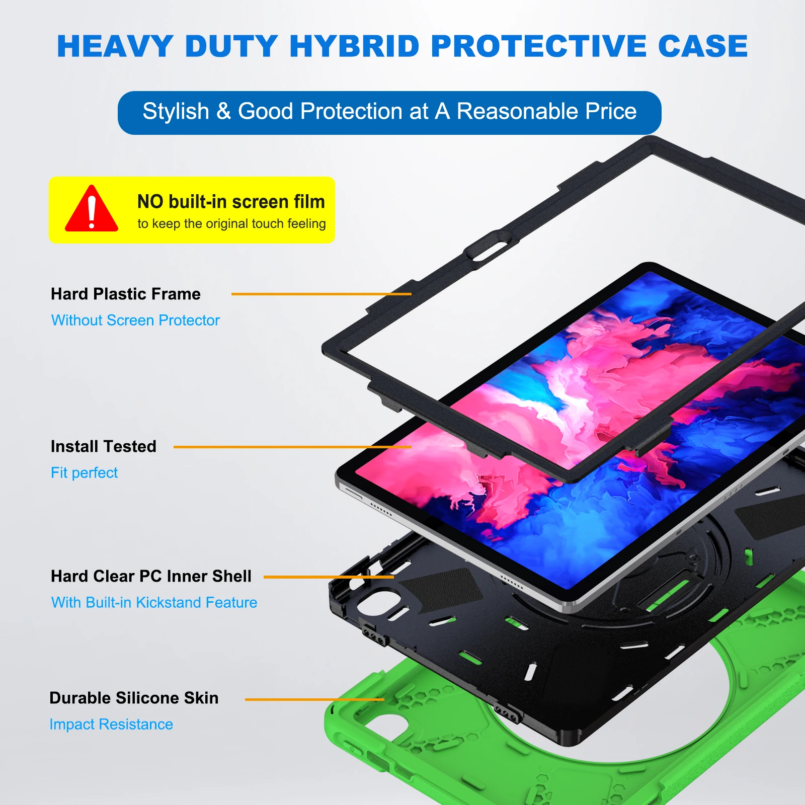 Rugged Case For Lenovo Xiaoxin Pad 11(Tab P11) 2020 Plus 2021 TB-J606F TB-J607F TB-J616F Hybrid Cover With Hand & Shoulder Strap