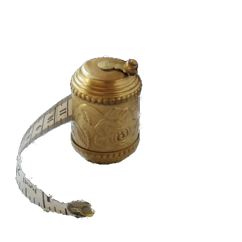 

Brass handmade tape measure retro nostalgic old style personalized box ruler ornament relief pattern