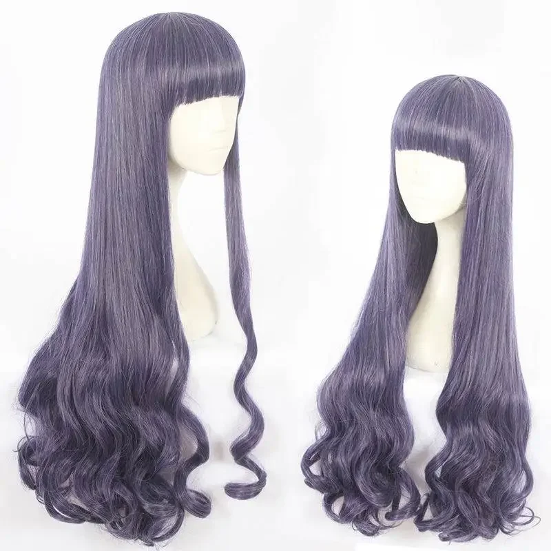 Tomoyo Daidouji Cosplay Wig Anime Card Captors Sakura Purple Long Wavy Synthetic Hair Halloween Role Play Costume Wigs + Wig Cap