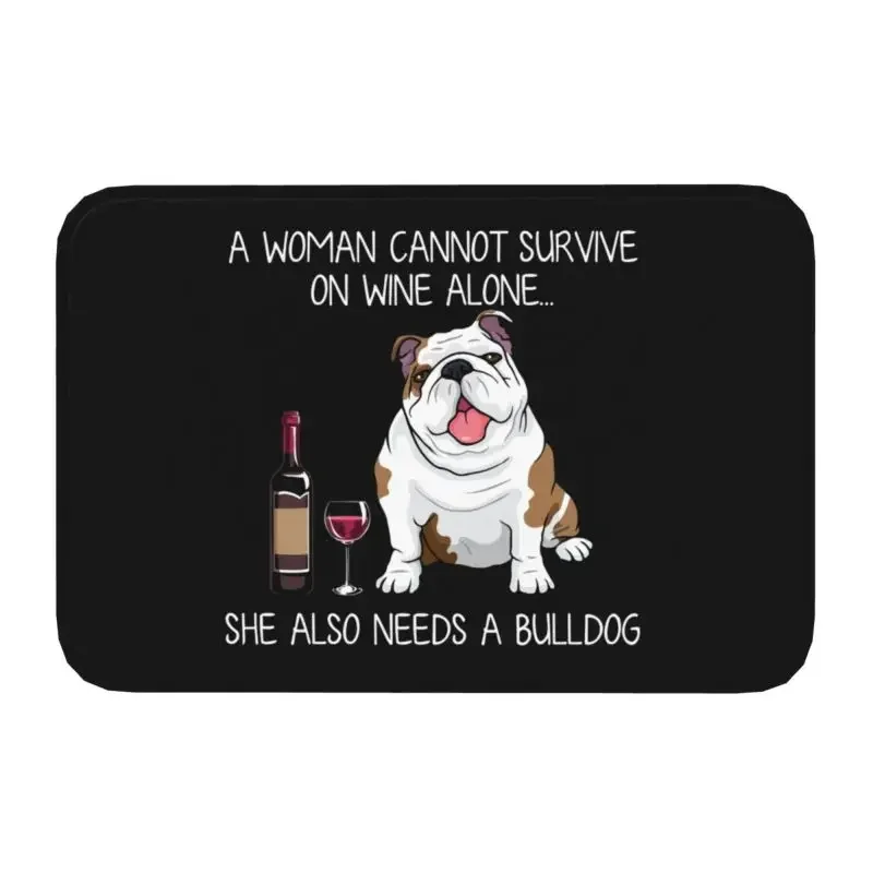 Personalized Bulldog And Wine Funny Dog Doormat Mat Anti-Slip Doggy Dog Lovers Bath Kitchen Toilet Rug Carpet 40*60cm