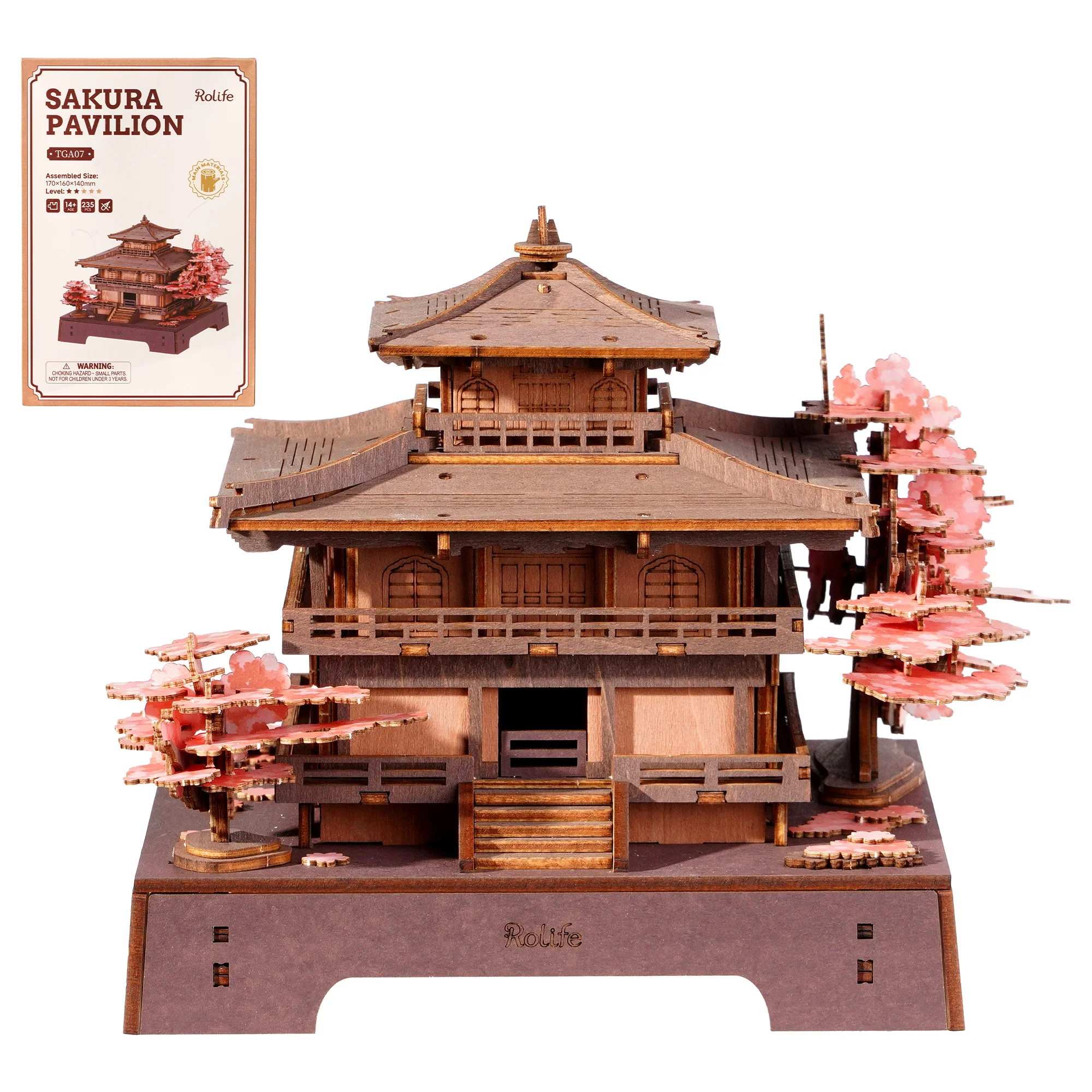 

Rolife Wooden 3D Puzzle Sakura Pavilion Model Building Kit DIY Miniature Dollhouse Toy for Home Decor Gift for Adults Kids