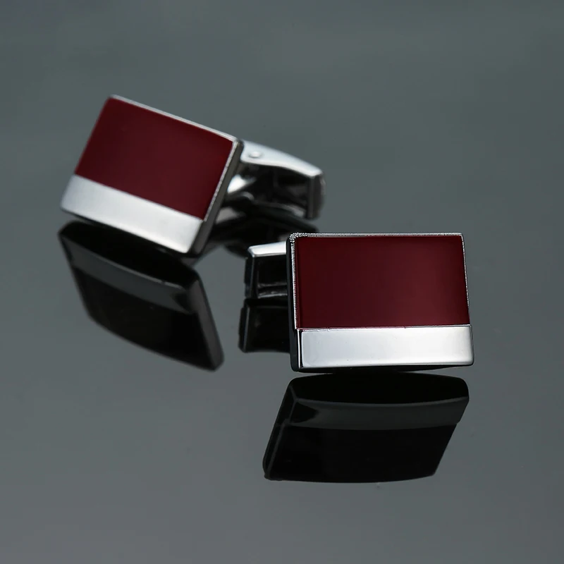 Men's French shirt cufflinks copper material rectangular wine red enamel cufflinks fashion clothing accessories wholesale