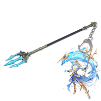 Poseidon Trident Key chain Metal Weapon Model Pendant Key chain for Male Cosplay Key ring Jewelry Gift