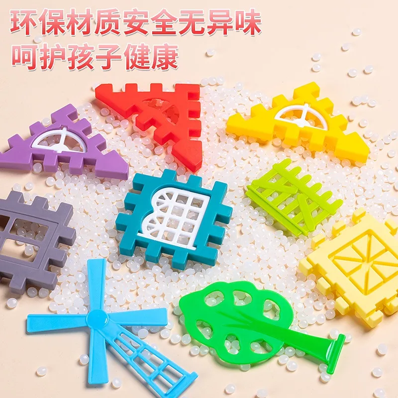 E1 Multicolored Building Block Assembly House Window Fence Educational Toy