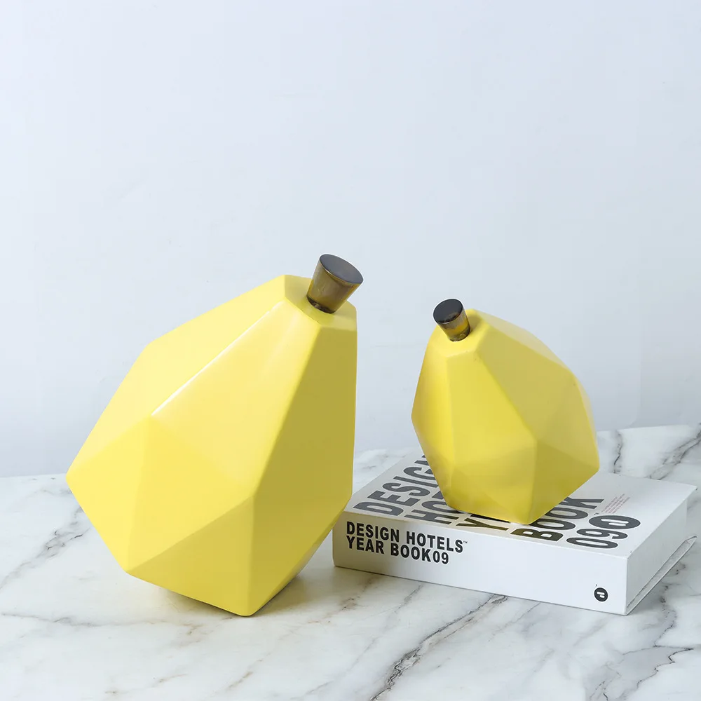 

Geometric snow pear decoration resin yellow abstract fruit TV cabinet bedside cabinet bookcase wine cabinet soft decoration