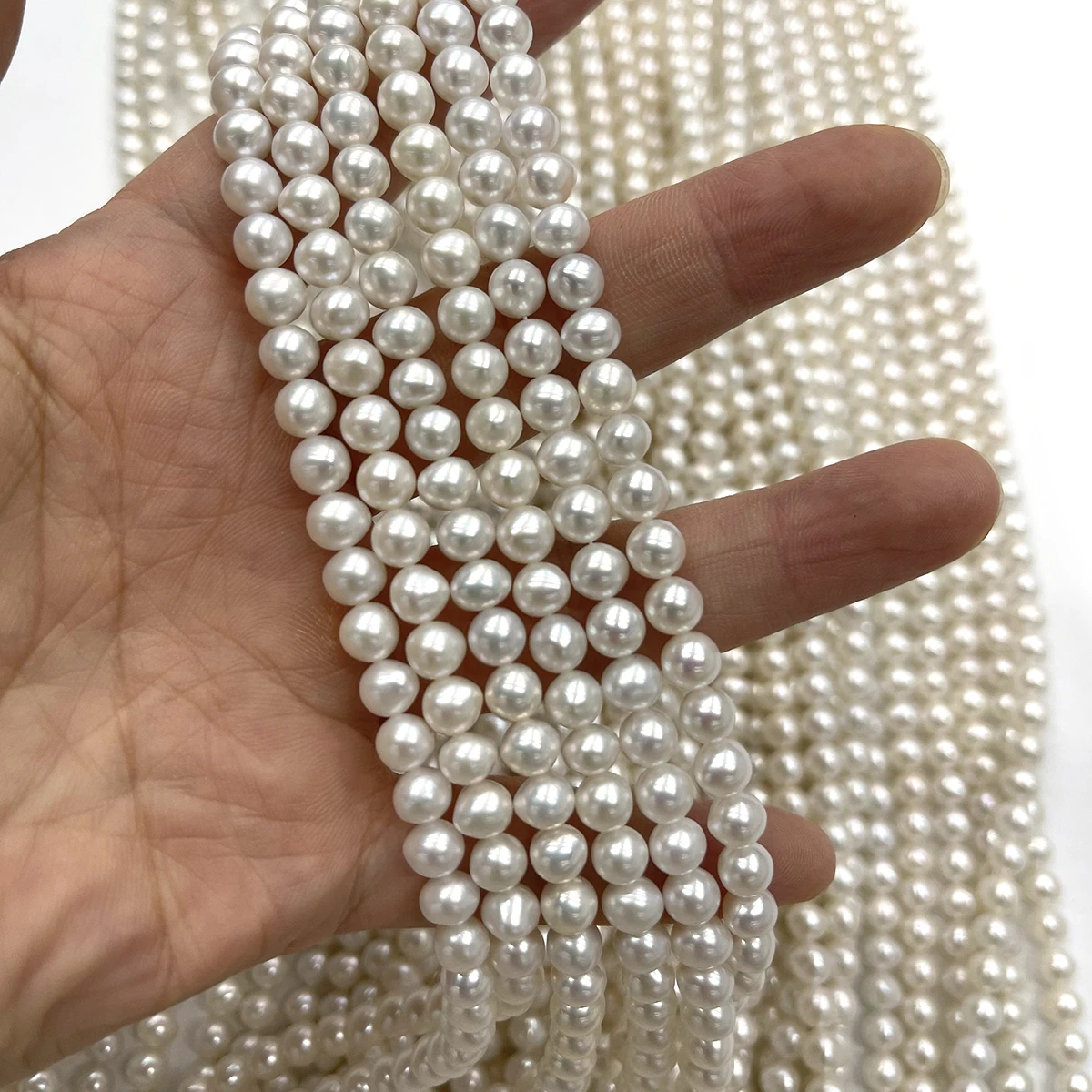 Natural Freshwater Pearl White Round Beads String Women for Jewelry Making DIY Necklace Bracelet Earrings Accessory —Size 5–6 Mm
