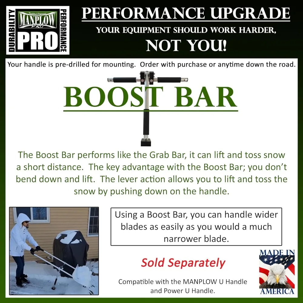 مقبض طاقة مقاس 24 بوصة، أداة دفع ثلج مطورة لإزالة الثلوج الاحترافية