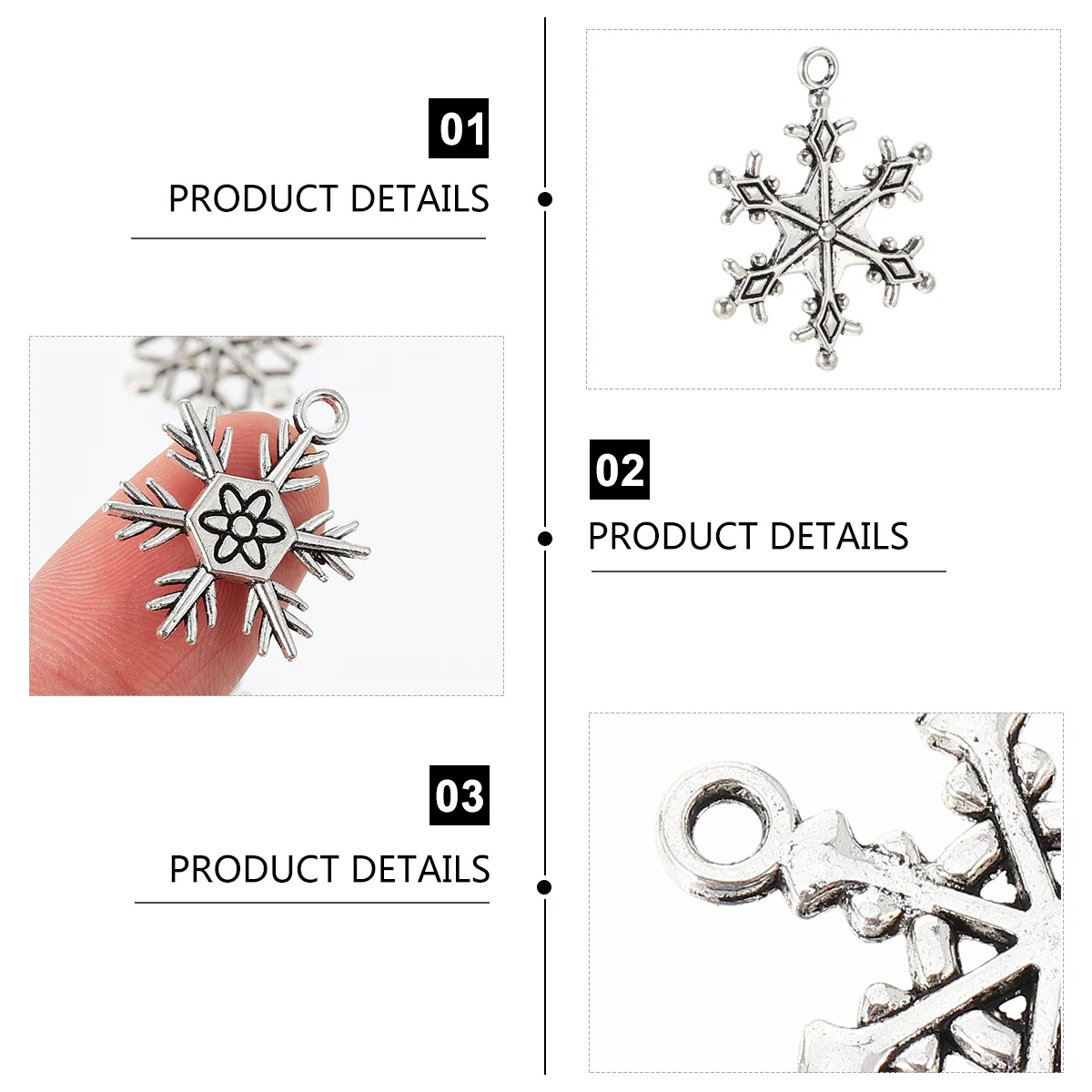 

50pcs Alloy Pendant Christmas Snowflake Decor Jewelry Making Supply Diy Accessory For Necklace Handmade Decoration Durable
