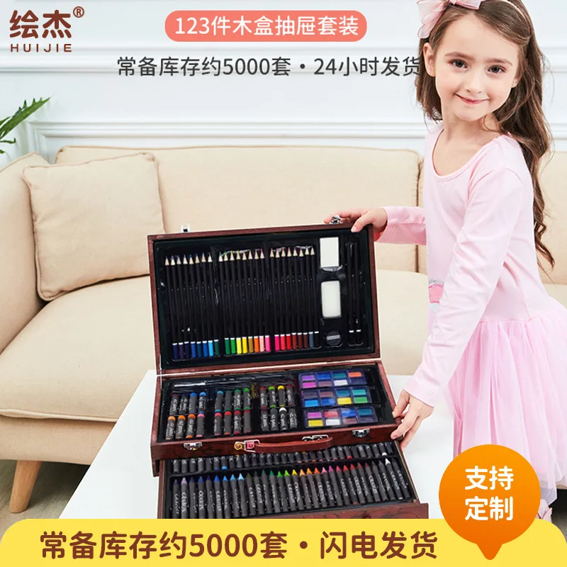 set-da-disegno-in-valigetta-di-legno-140-pezzi-pastelli-a-olio-pastelli-a-cera-matite-colorate-colori-in-polvere-kit-artistico-per-bambini-studenti-scuola-pittura