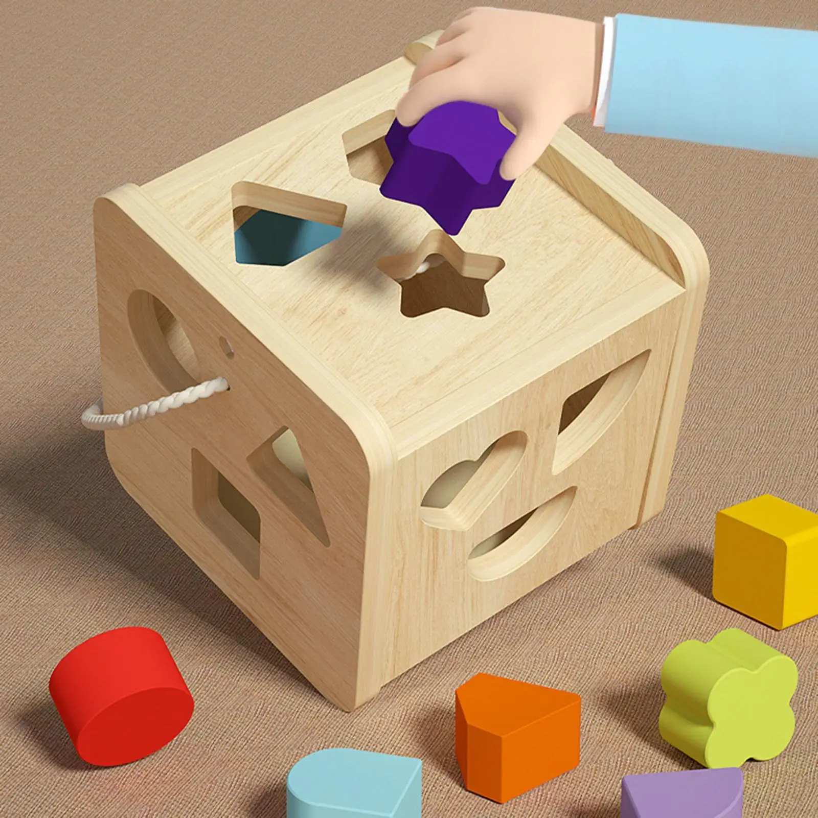 Shape Matching Toy Geometric Shape Toy Early Learning Montessori Colorful Cube Blocks Sorter for Children Party Favors Gifts