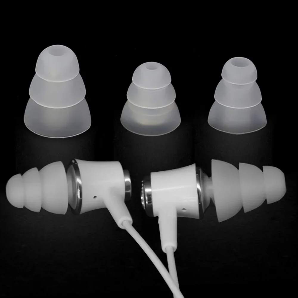1Pair Three Layer Silicone Earphone Replacement Earbuds In-ear Wired Headphones Anti-slip Earplug S M L Eartips Cap