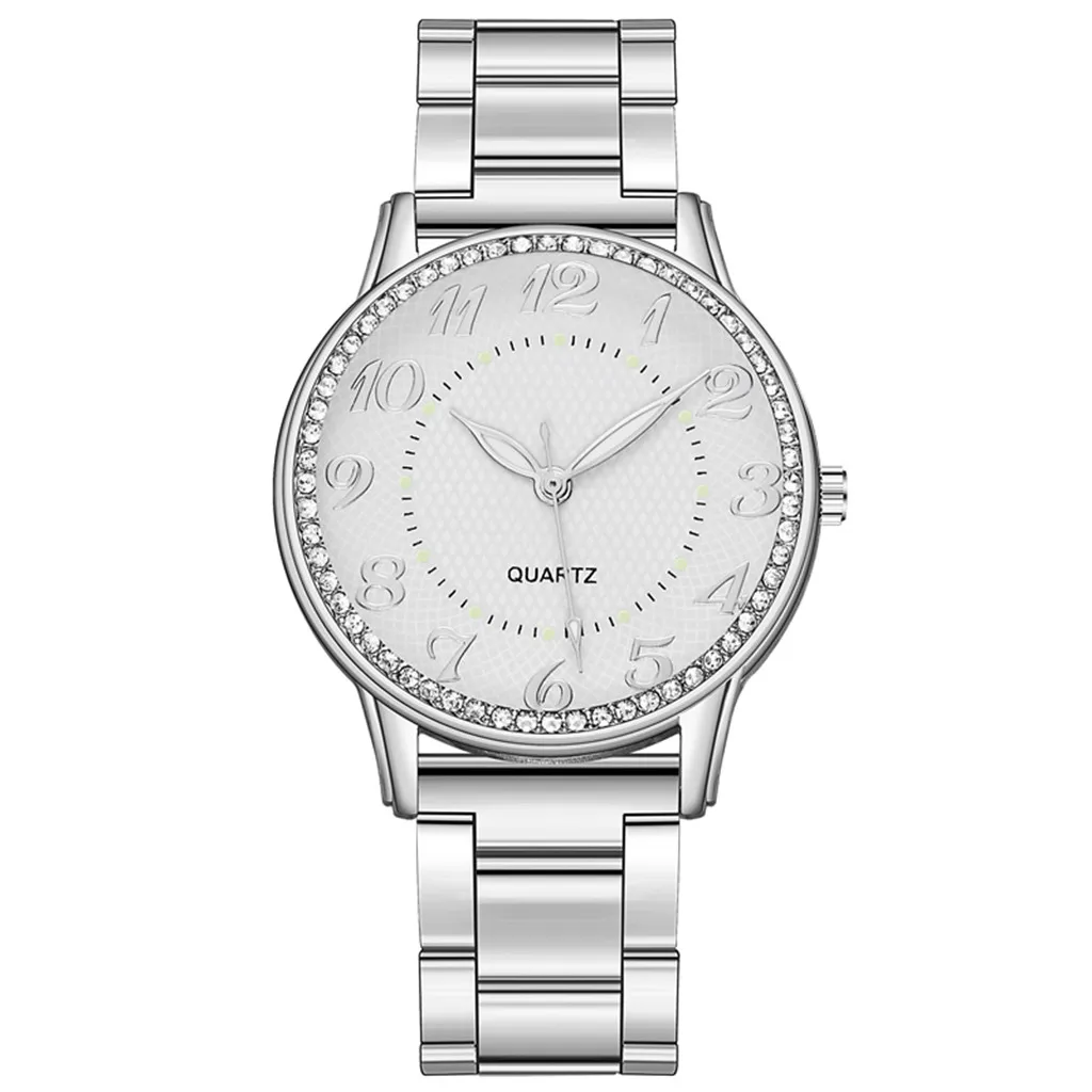 Relógio de luxo relógio de quartzo mostrador de aço inoxidável casual pulseira relógio de pulso dial design pulseira de couro relógio de pulso feminino