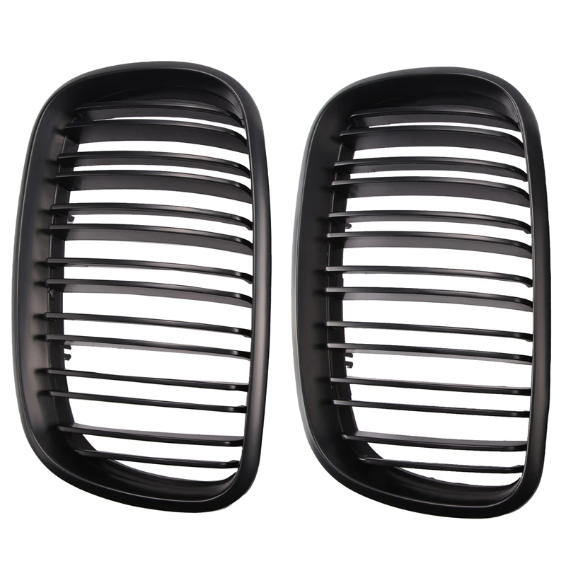 Matte Black Front Bumper Dual Slat Front Kidney Grill Grille For-BMW X5 X6 E70 E71 2007-2014