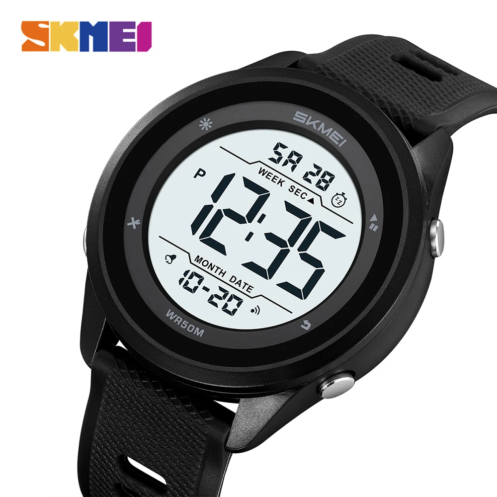 Skmei 2 tempos led relógios de pulso digitais para homens à prova dwaterproof água crono contagem regressiva masculino hora montre homme grande dial esporte relógio masculino 2498