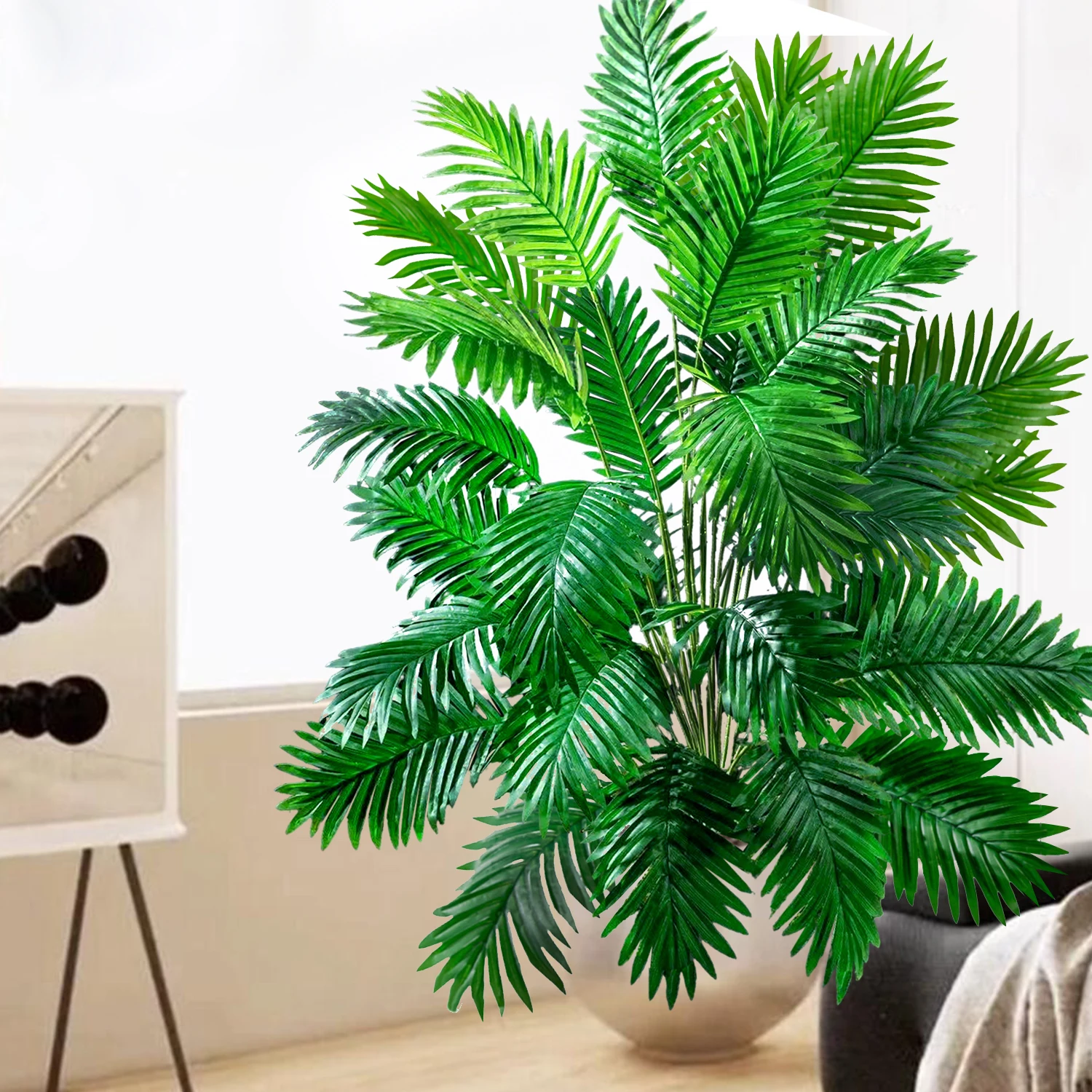 NONE 68–145 cm (57 Zoll) künstlicher Palme, tropische Kunstpflanze, grüne Kunststoff-Palmenblattzweige, geeignet für die Dekoration von Hausgarten