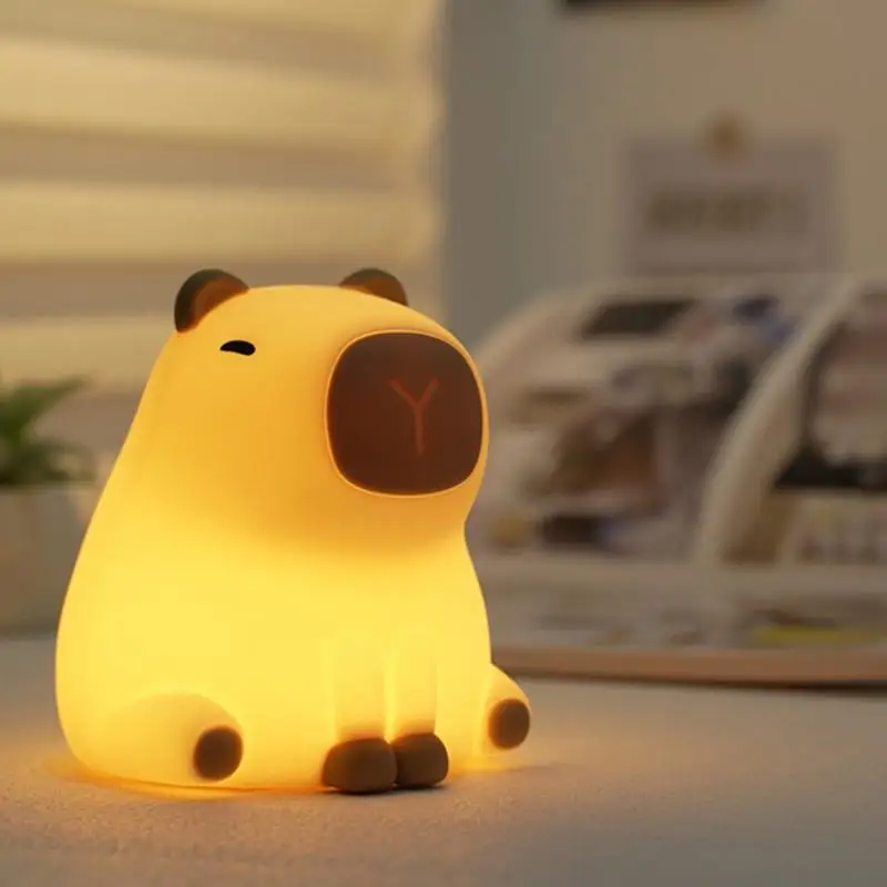 Capybara-Veilleuse portable à 7 documents, lampe tactile en silicone, luminaire décoratif d'intérieur, idéal pour un salon ou une table de chevet