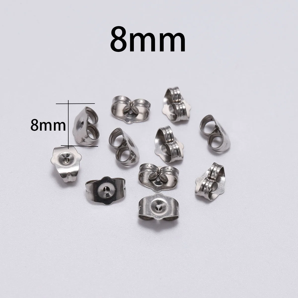 100Pcs/lot 4-8mm Stainless Steel Earring Back Plug Ear Studs Back Earring Stoppers For DIY Jewelry Making Findings Accessories