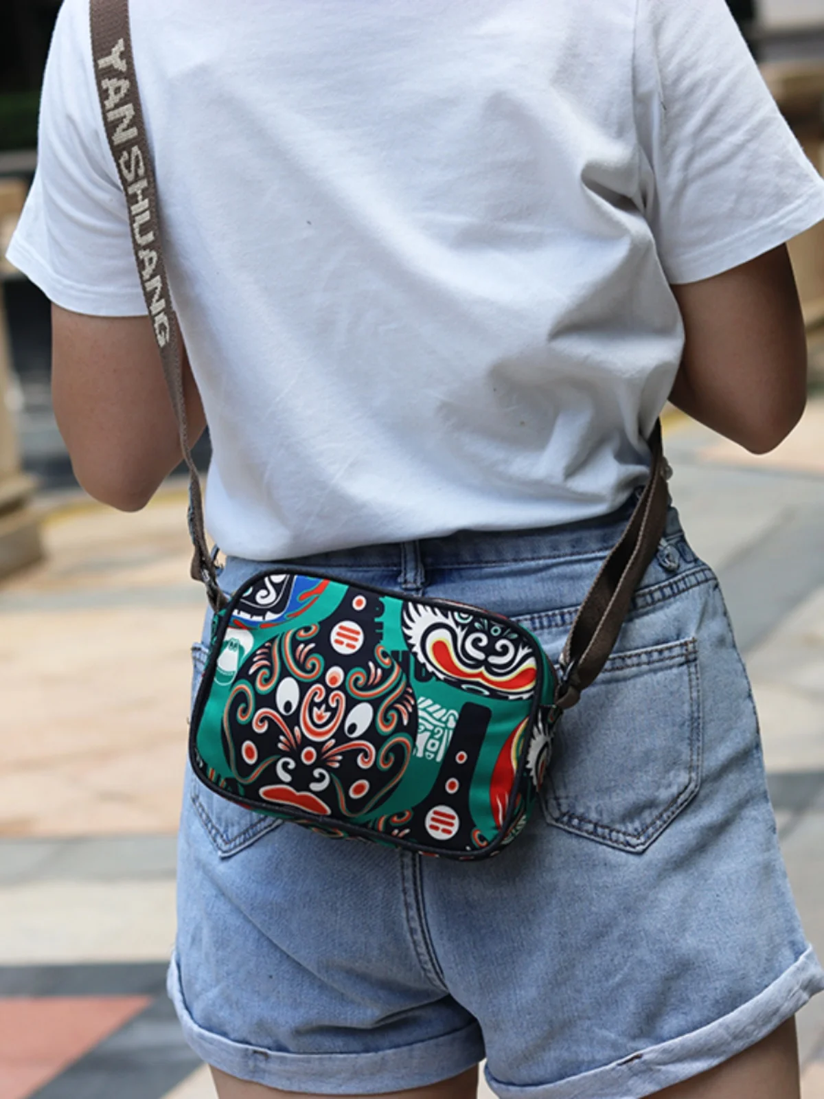 

Fashionable Casual Cotton Shoulder Bag Women's Crossbody Bag Single Strap Soft Handle Print Element Korean Style Square Bag