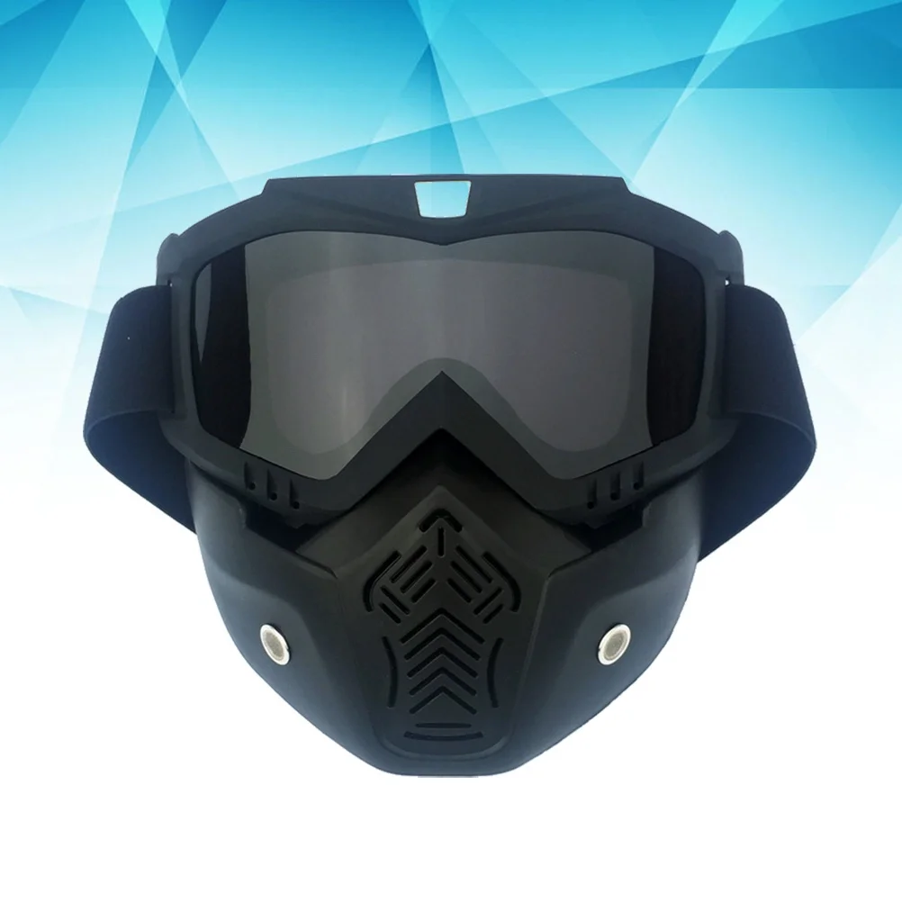 نظارات ريترو بإطار أسود غير لامع وعدسة رمادية وحماية من الأشعة فوق البنفسجية 400 ومضادة للخدش ومقاومة للصدمات قناع وجه للدراجات النارية