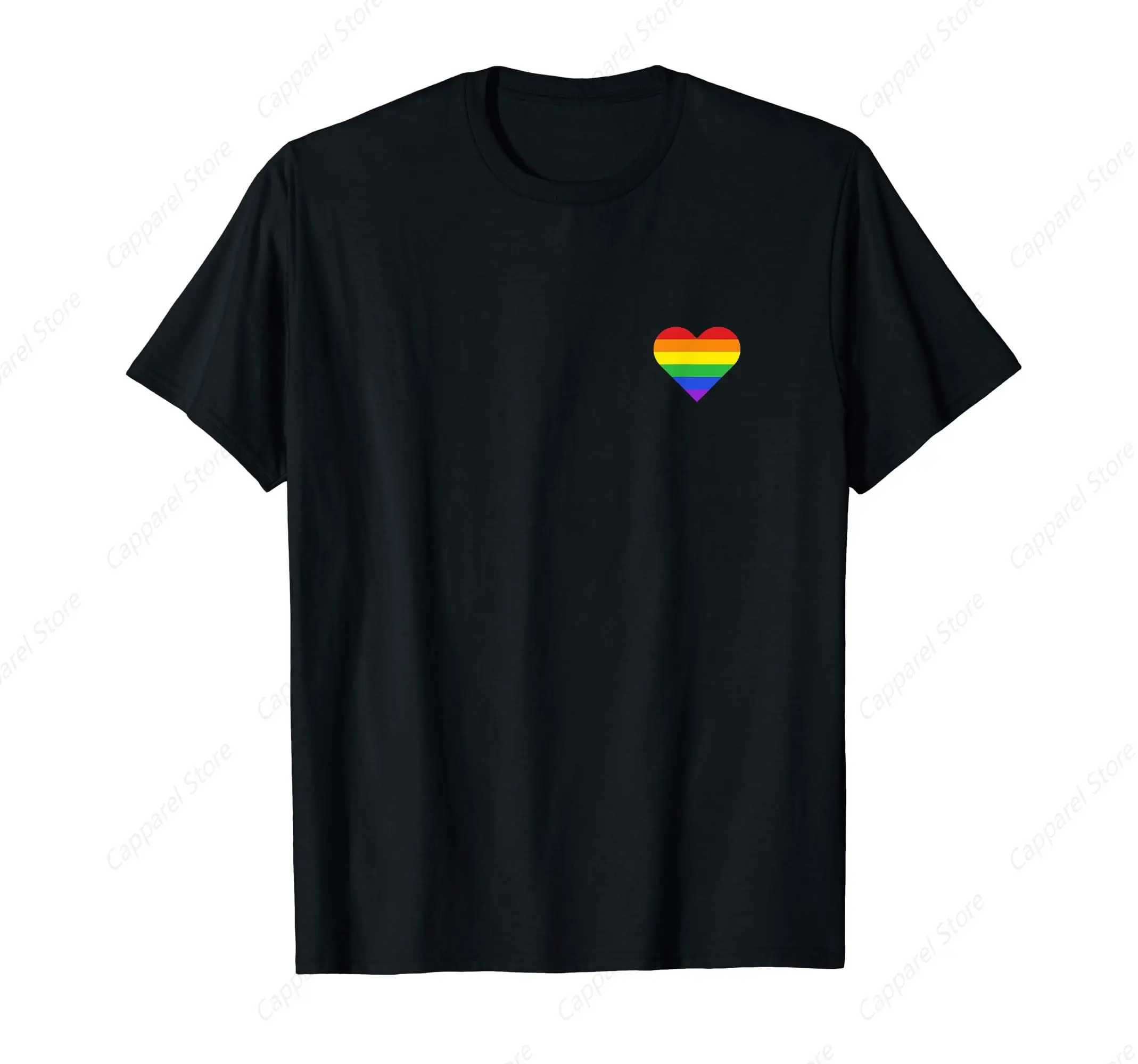 Rainbow Striped Heart Subtle LGBT Pride Month Gay Rights T-Shirt