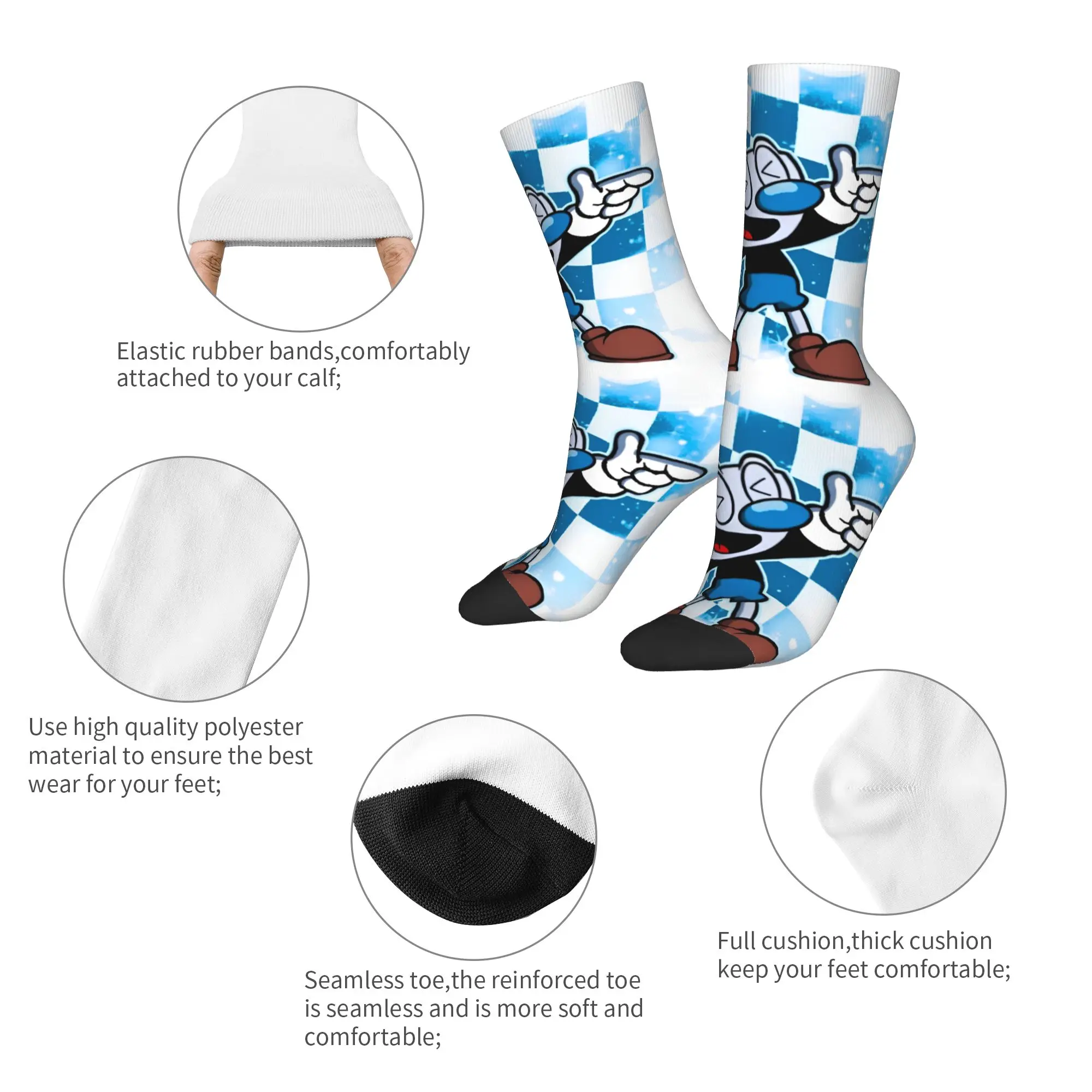 Custom Cuphead And Mugman Mens Crew Socks Unisex Kawaii Anime Game Spring Summer Autumn Winter Dress Socks view 6