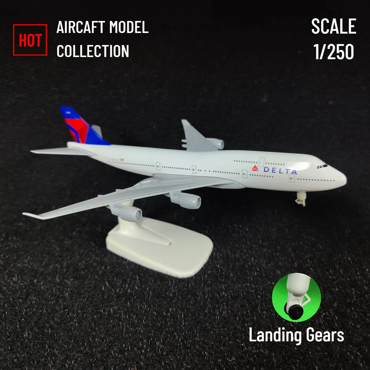 1:250 Metal Aircraft Model Replica Delta Airlines B747 Airplane Scale Miniature Art Decoration Diecast Aviation Collectible Toy