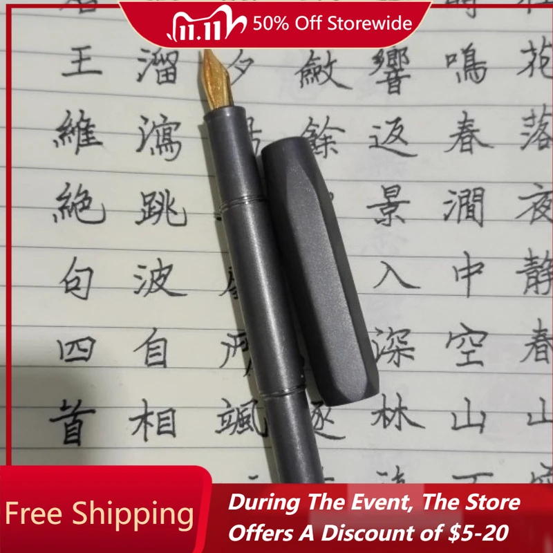 

Titanium Pocket Fountain Pen Germany Schmidt / Bock Nib Practicing Retro Portable Pen Steel F 0.5MM Calligraphy Pen Stationery
