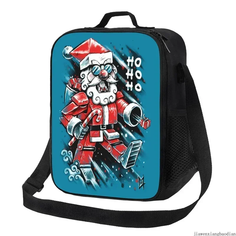 Robot  Claus Insulated Lunch Bag for Women Merry Christmas Gift Xmas Cooler Thermal  Tote Office Work School