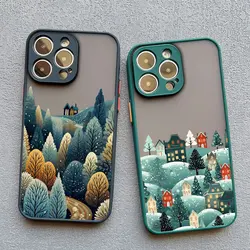 Night Snow Mountain Forest Scenery Phone Case per iPhone 15 14 Pro Max Plus 16 13 12 Mini 11 Pro Max XR XS X 7 8 SE2 cover