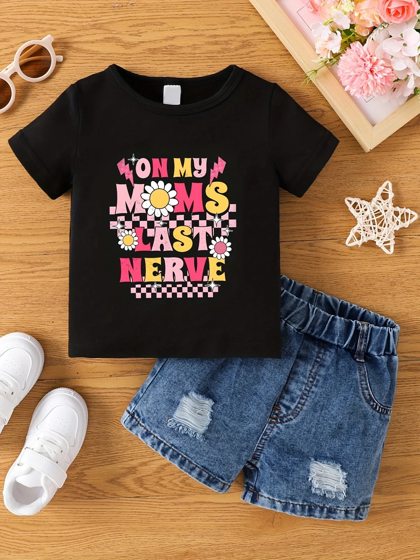 Aby niños y niñas verano caliente pintado cuello redondo de manga corta Top niñas ropa