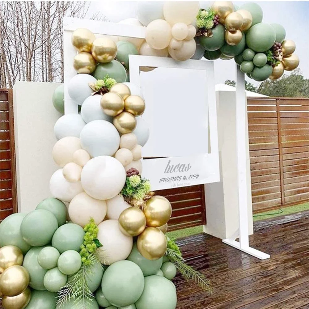 132Pcs DIY Bean Green and Sand White Balloon Garland Arch Kit for Baby Shower Bridal Shower Wedding Birthday Party Decoration