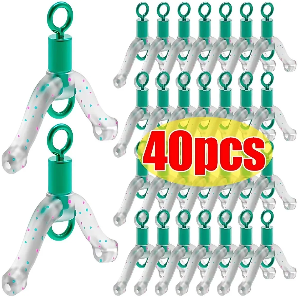 40/10pcs Fishing Hook Separator Anti Tangle Boom Green Silicone Bifurcator High Elastic Subline Splitter Lure Rigging Accessorie