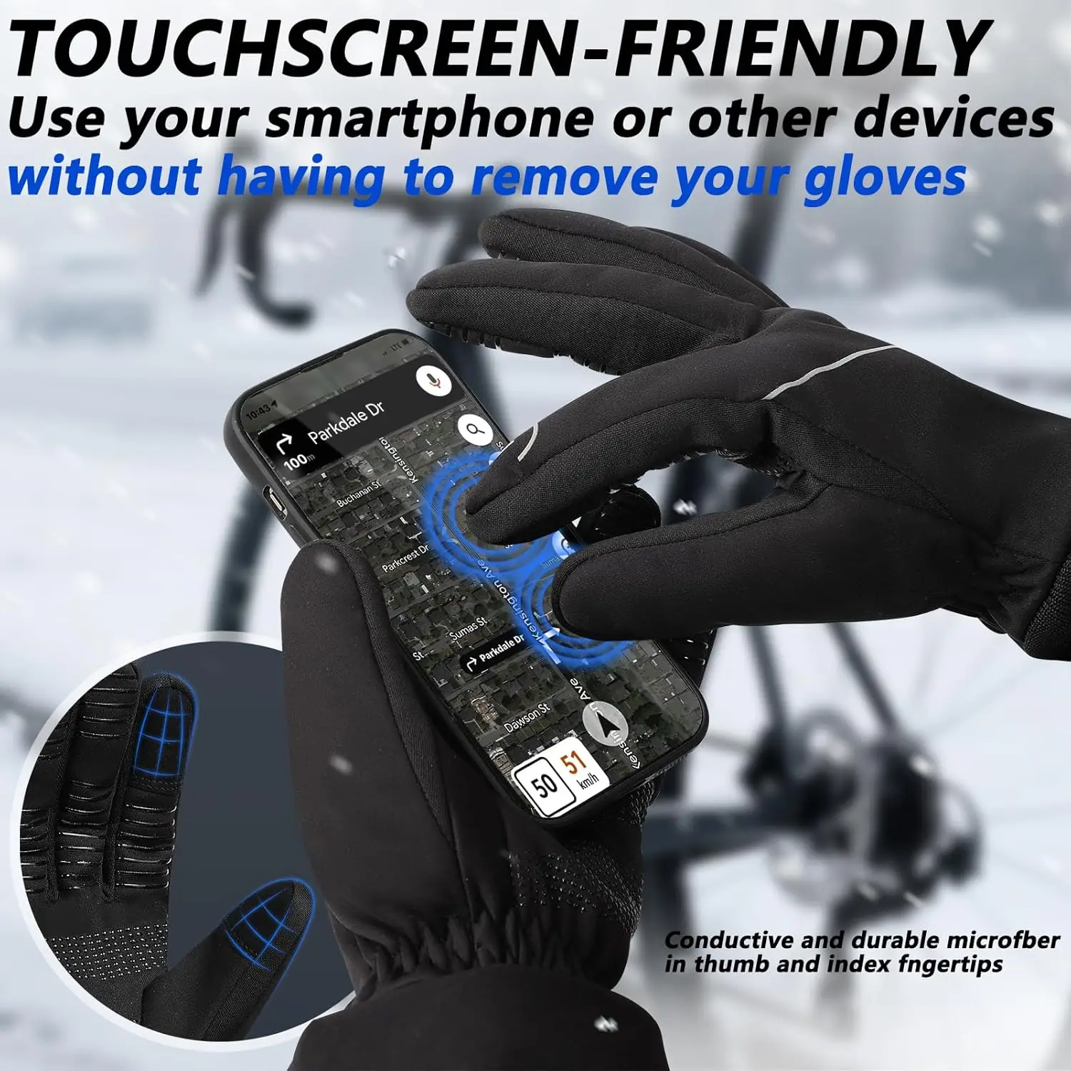 MOREOK-Guantes Térmicos de lana para hombre y mujer, manoplas de invierno a prueba de viento para correr, antideslizantes para pantalla táctil, para