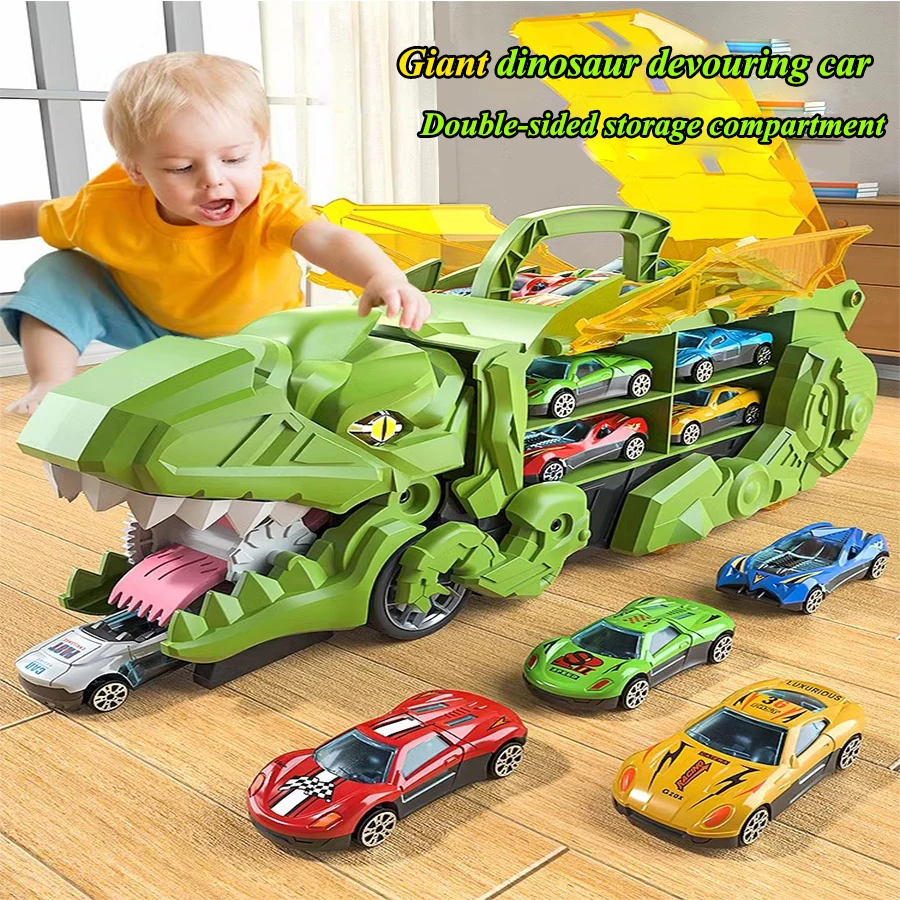 1 morphing dinosaur devore car can accept inertial sliding dinosaur toy Alloy track Tyrannosaurus Puzzle toy Car Birthday Hallow