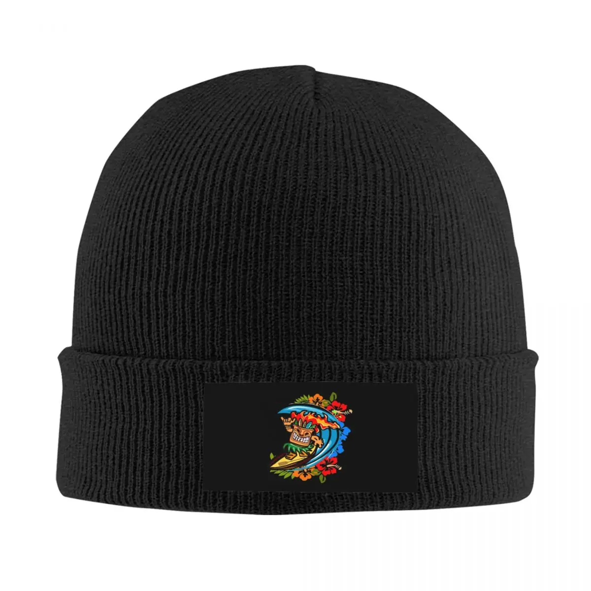 Hang Loose Surfing Tiki Totum Knit Hat Beanies Autumn Winter Hat Warm Street Caps for Men Women