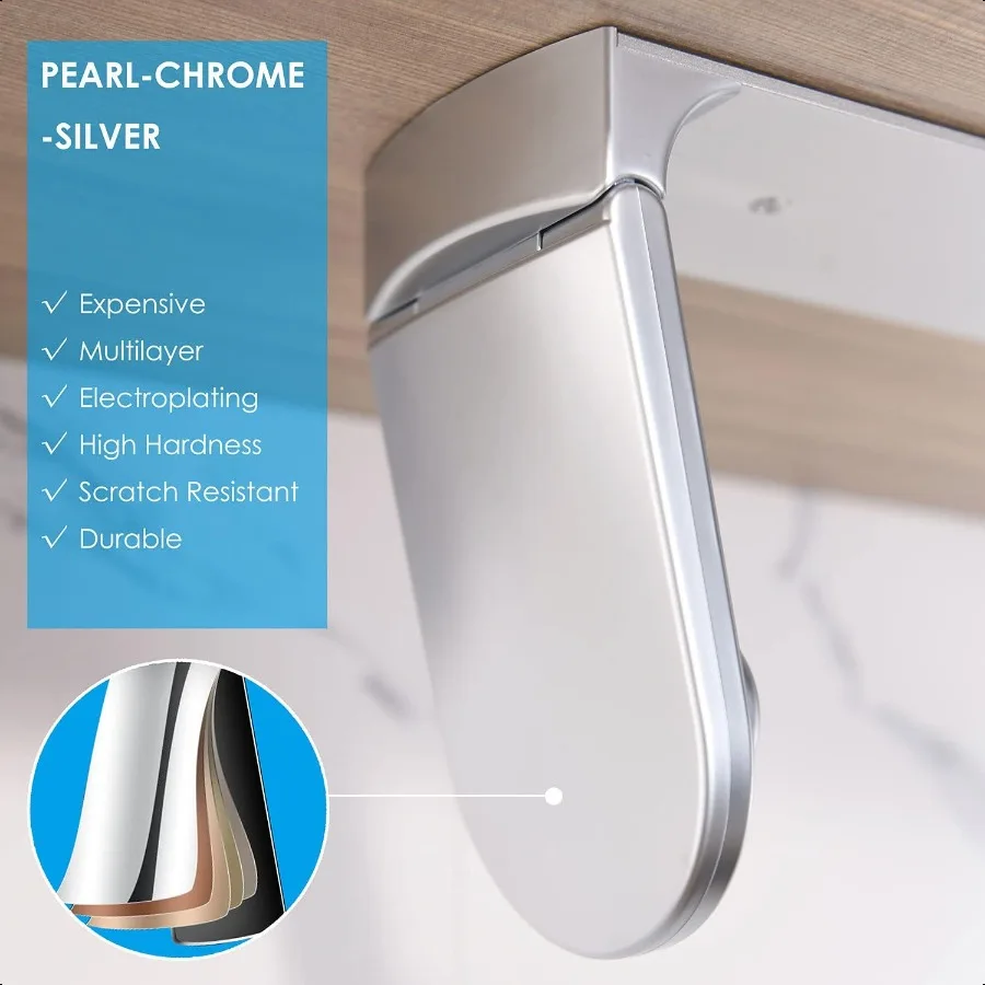 ONE HAND TEAR Paper Towel Holder Under Cabinet Adhesive or Drilling Installation Aluminum Alloy + ABS Pearl Chrome Sier