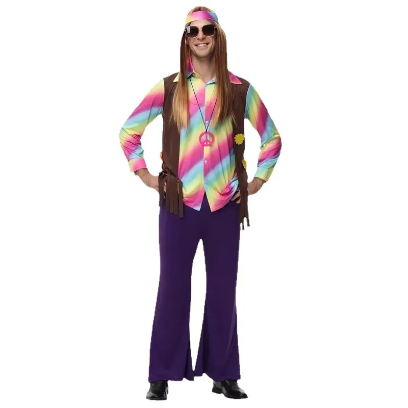 Le Cool New European and American retro 70s disco hippie adult cosplay hip-hop party stage performance costume view 5