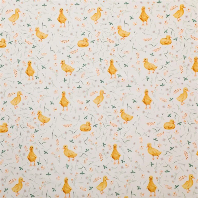 Cartoon Yellow Duck Floral Dot Printed Cotton Fabric for Sewing Patchwork Cloth Quilting Scrapbook Tecido Diy Handmade Material