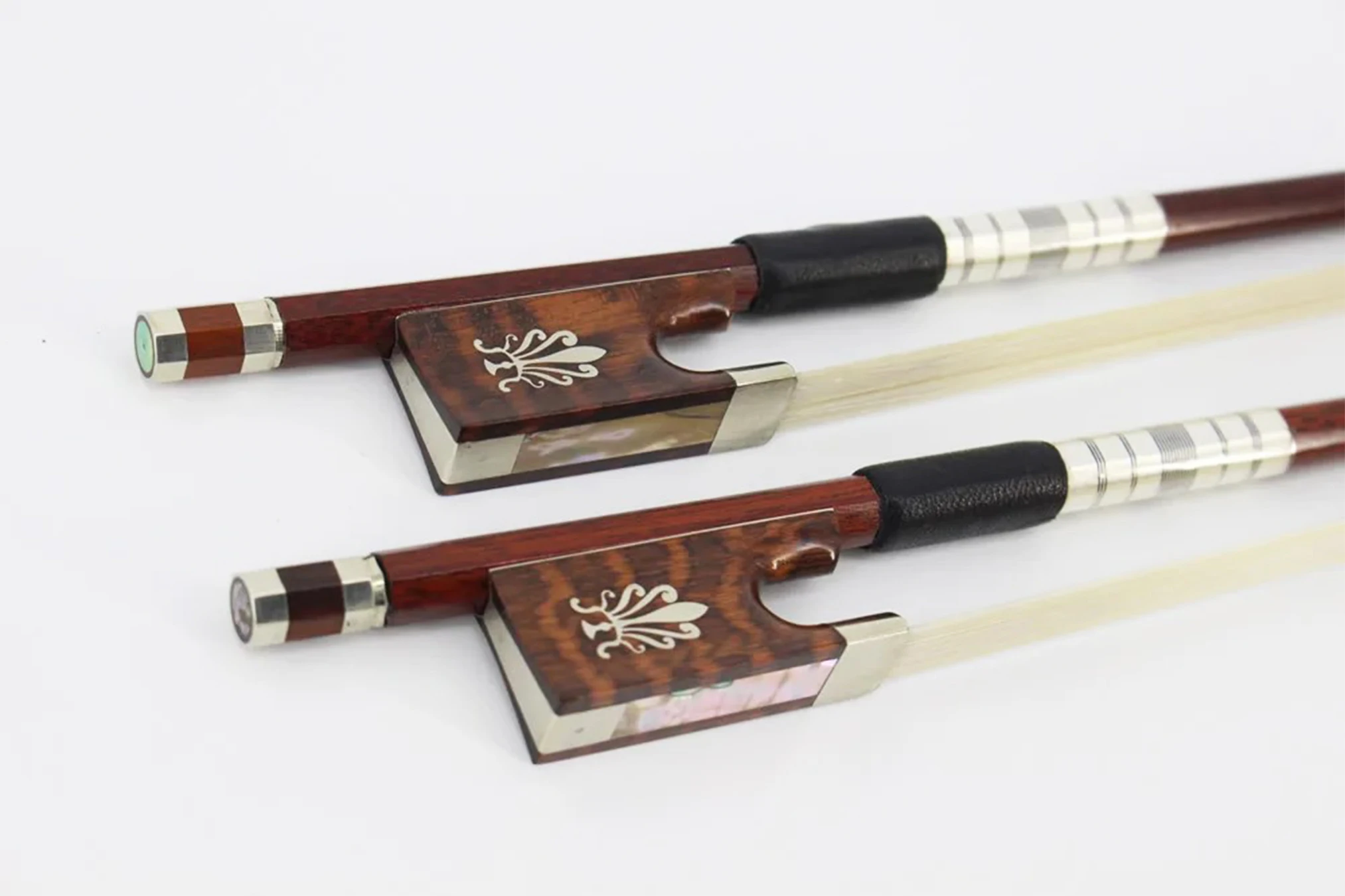 Wood Grain Carbon Fiber Full-Size Violin Bow 4/4 3/4 1/2 1/4, Flower Carved Snake Wood Frog, Horsehair Violin Bow, Violin Accessories