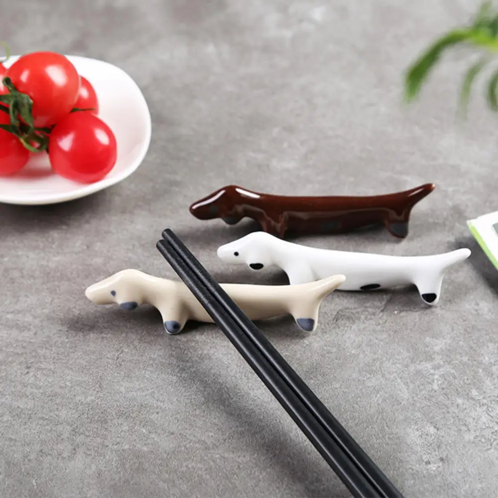 10Pcs Cute Little Animal Ceramic Chopstick Holder Chopstick Holder Creative Sausage Dog Dining Table Small Decoration Hotel Set