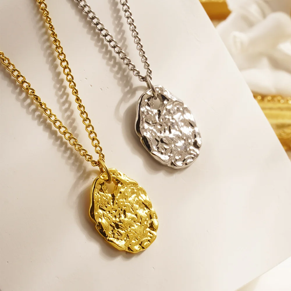 Stainless Steel Irregular Geometric Pendant Necklace Fashion Statement Jewelry Gift for Her