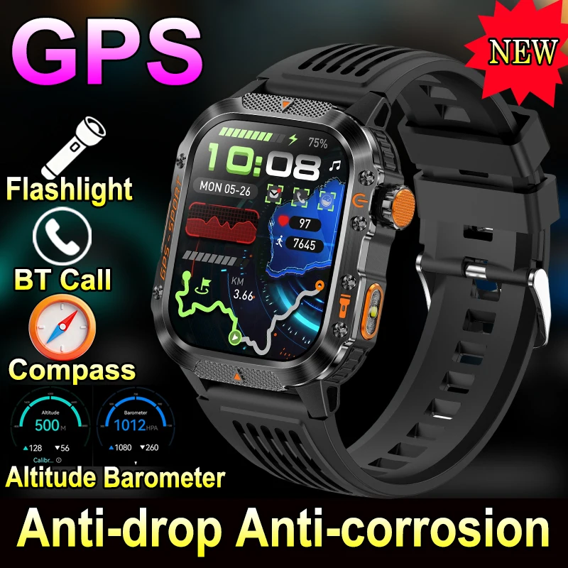 

Outdoor Cycling Running Watch 540mAh GPS Compass Sport Fitness Data Location Route Navigation Call Heart Rate Monitor Smartwatch