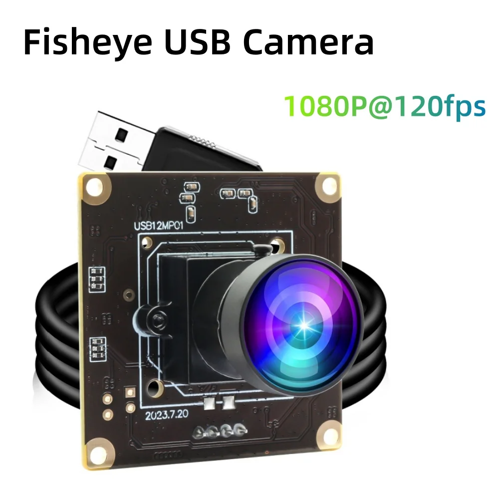 

ELP 12MP USB-модуль камеры «рыбий глаз» 1080P 120 кадров в секунду Высокоскоростная камера для ПК Широкоугольная промышленная камера Lightburn для Windows MacOS
