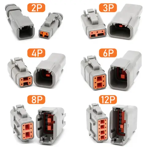 DTM Waterproof Automotive Connector Plug Kit DTM06 DTM04 2P 3P 4P 6P 8P 12P Male Female Plug Socket For Automobile