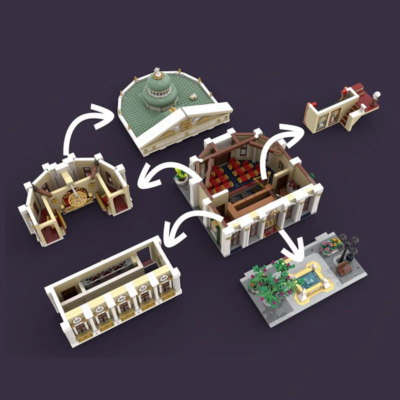 Moc قوالب بناء أوبرا منزل نموذج بناء التكنولوجيا وحدات مدينة عرض الشارع نموذج كتل البناء لعبة الهدايا #3
