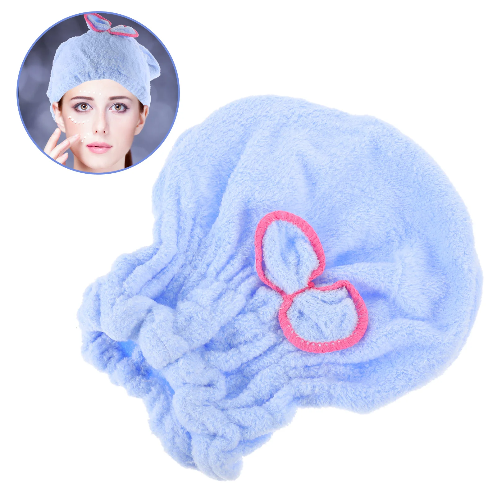 

Dry Hair Cap Microfiber Bowknot Design Fast Drying Towel for Women Shower Bathing Make Up Face Wash Travel Gym Use