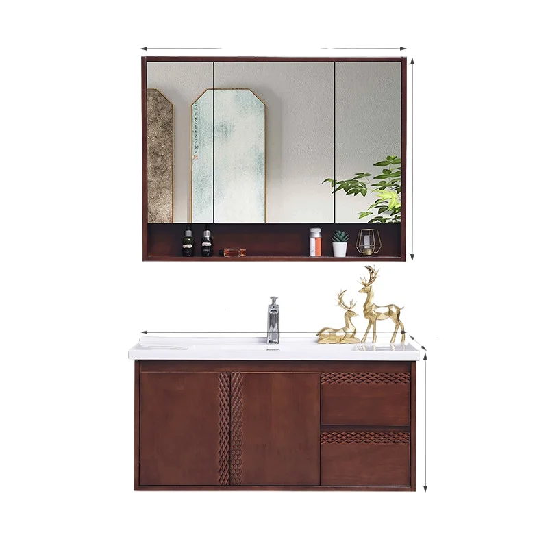 

Oak simple modern bathroom cabinet combination walnut wall-mounted vanity bathroom cabinet