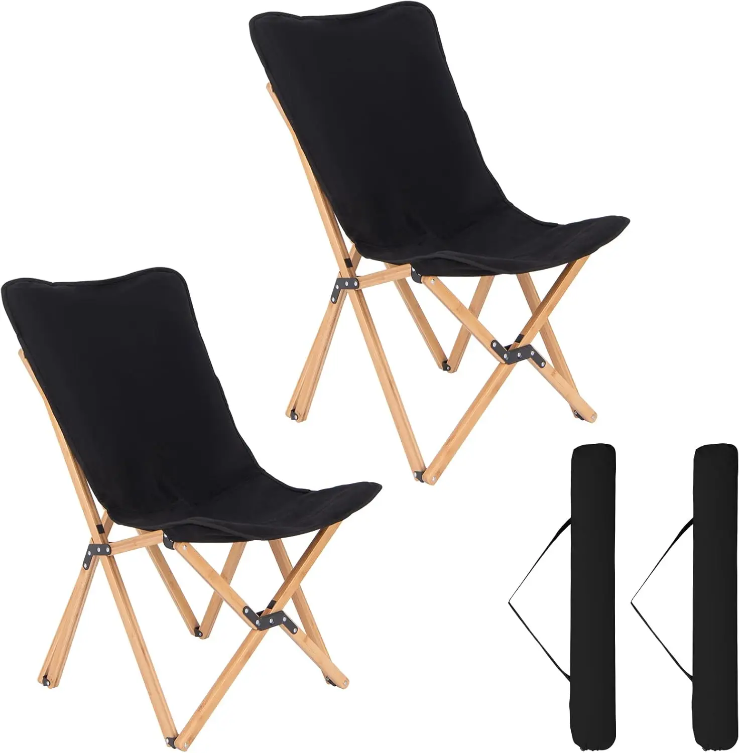 

Camping Chairs 2 Pack, Folding Beach Chairs For 330Lbs, Outdoor Butterfly Chair, Portable Lawn Chairs For Picnic Fishing Hiking